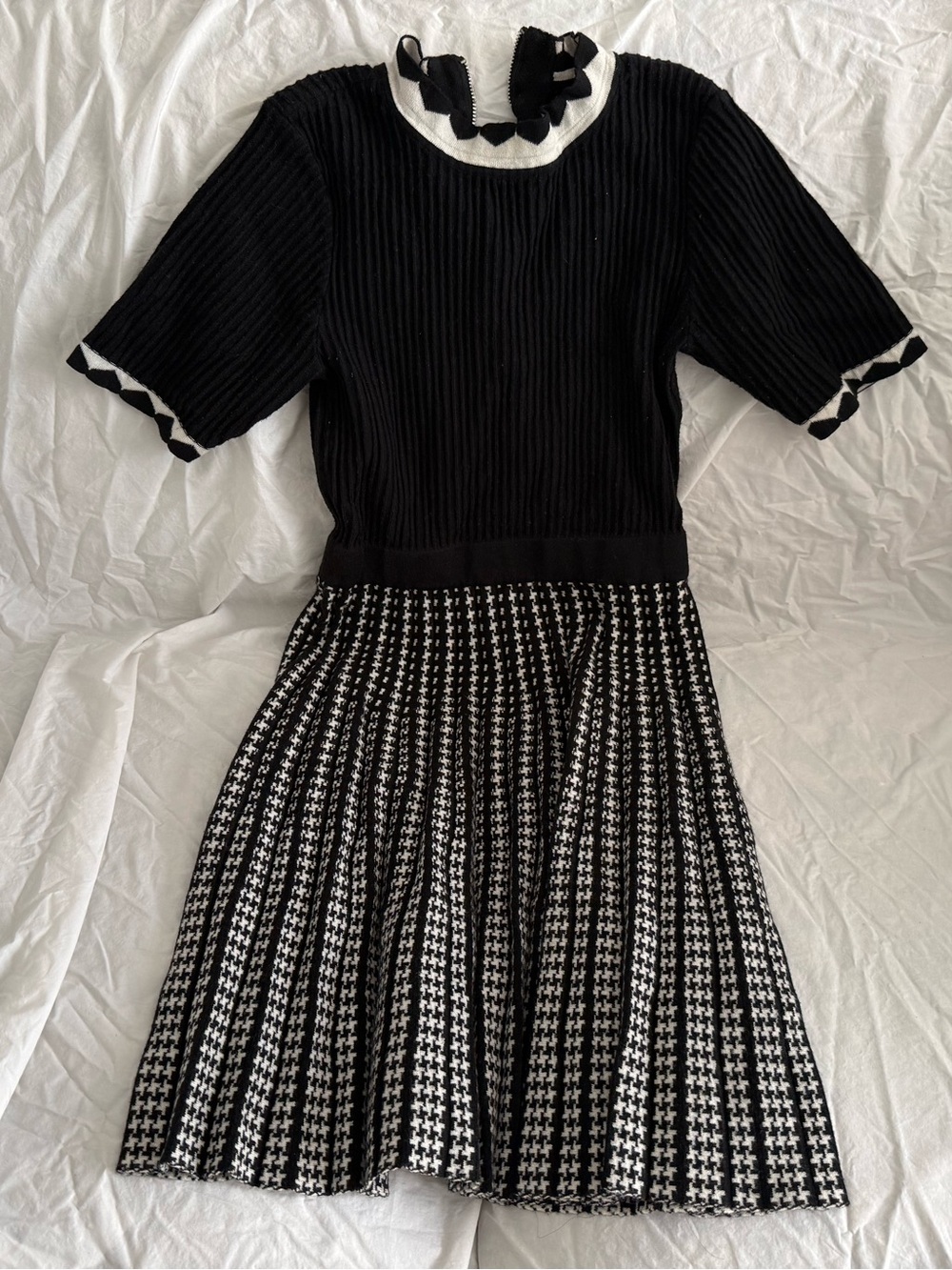 Classic Black & White wool Knit Dress